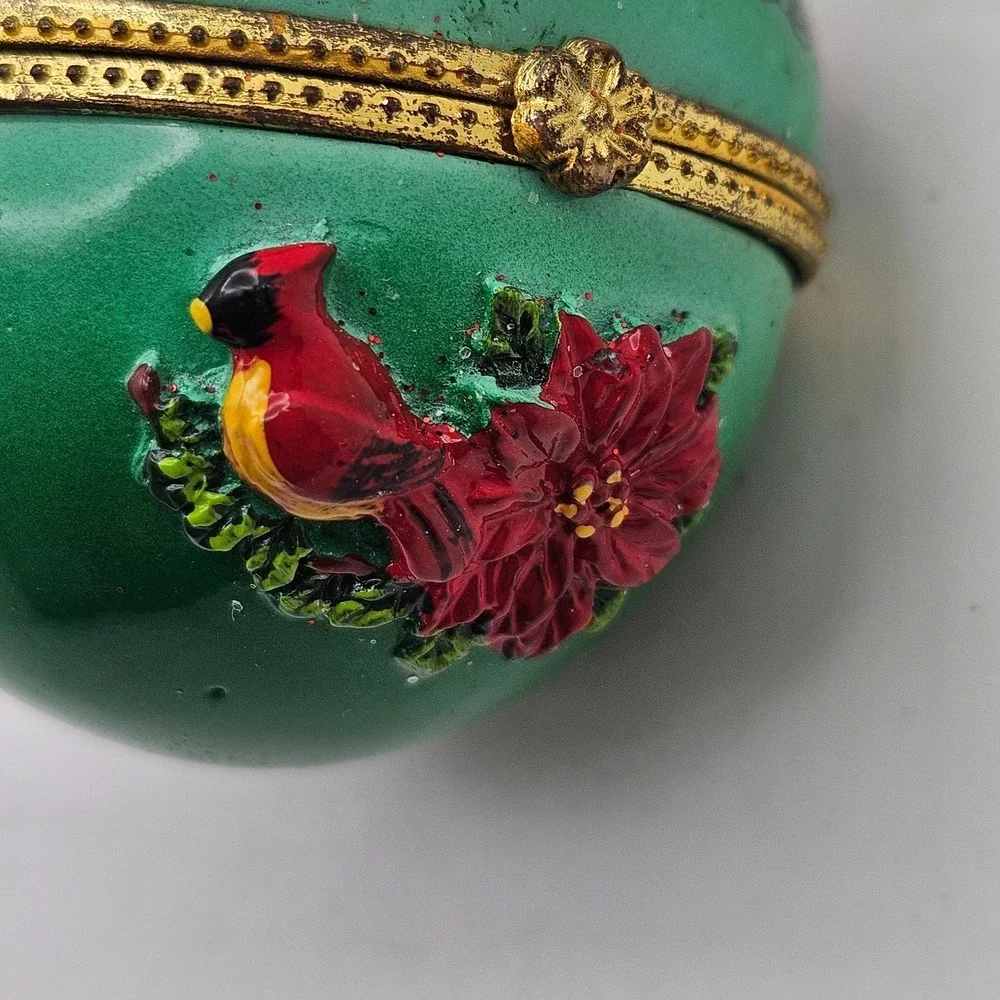 Vintage Christmas Ornament Trinket Box Cardinal A Sister is a Friend Forever